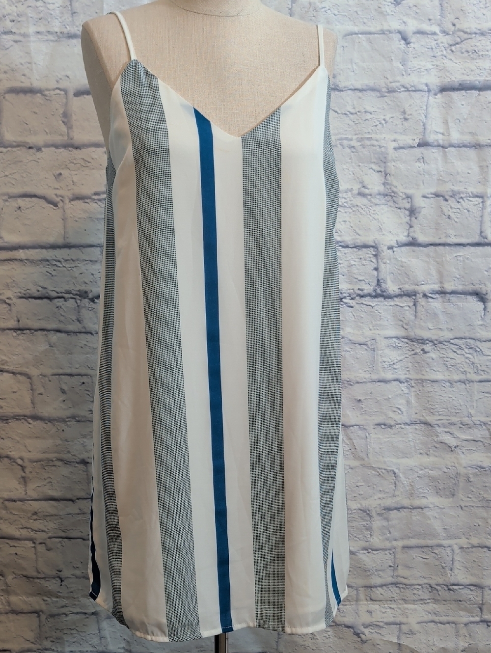 Cotton On Slip Mini Dress w/ White & Blue Stripes - Size XS